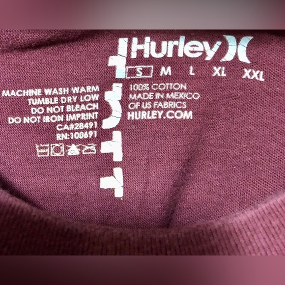 🪽Hurley Maroon Cotton T-shirt - Picture 3 of 9